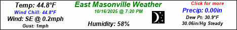 Current Weather Conditions in East Masonville, NY