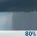 Wednesday: Showers, with thunderstorms also possible after 2pm.  High near 65. Chance of precipitation is 80%.